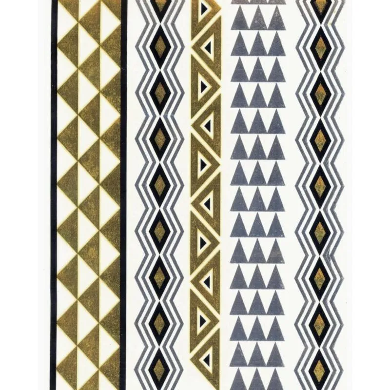 Cartela Tatuagem Fake Temporária Tribal Metálico O5372