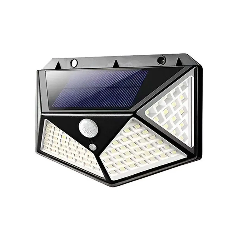 Luminária Solar De Parede 100 Leds Com Sensor De Movimento Ip65 Branco Aquilae