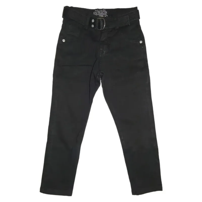 Calça Preta Skinny Menino com Cinto em Sarja Mania Kids Boys