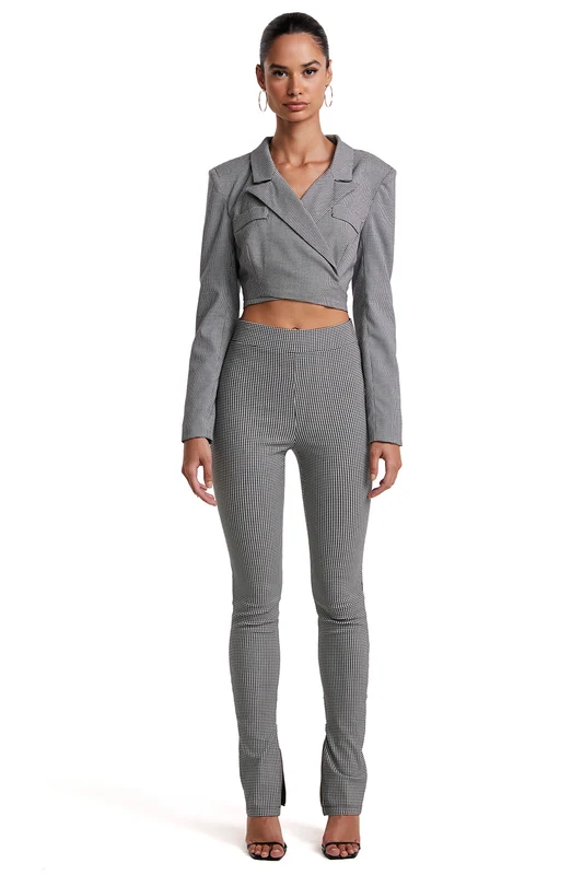 CALÇA SKINNY XADREZ COM ZIPER NA BARRA XADREZ SAN MARINO PP