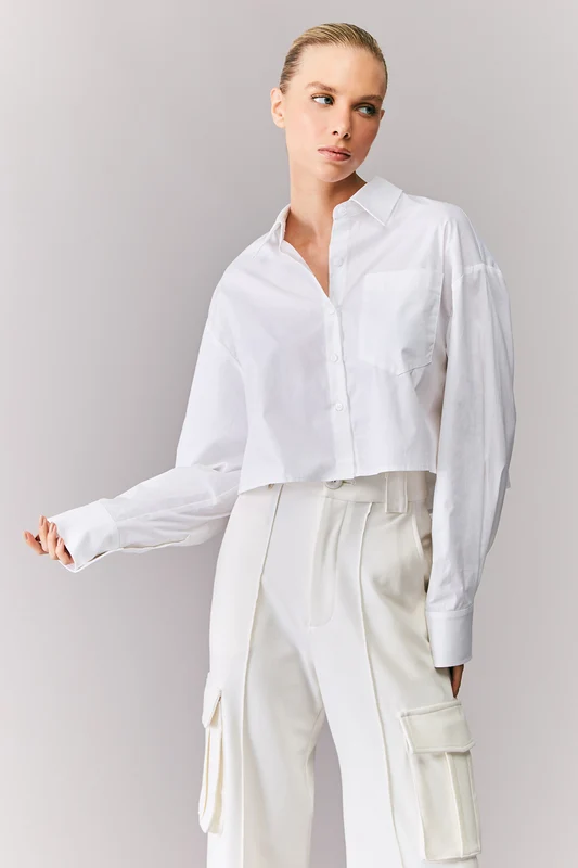 CAMISA MANGA LONGA COM BOLSO OFF WHITE M
