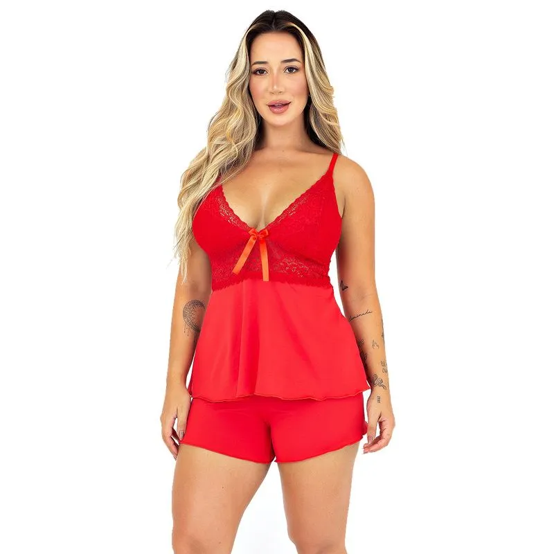 Baby Doll Liso Ayla com Detalhes em Renda Patitex