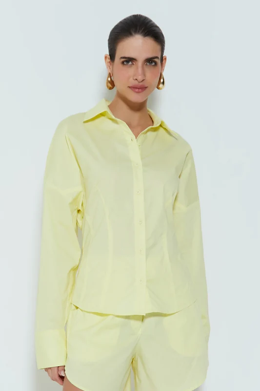 CAMISA MANGA LONGA ESTRUTURADA AMARELO CITRUS PP