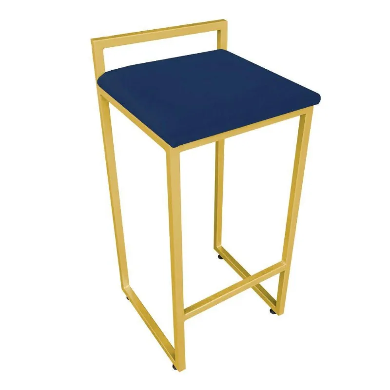 Conjunto 02 Banquetas Pietra Suede Azul Marinho