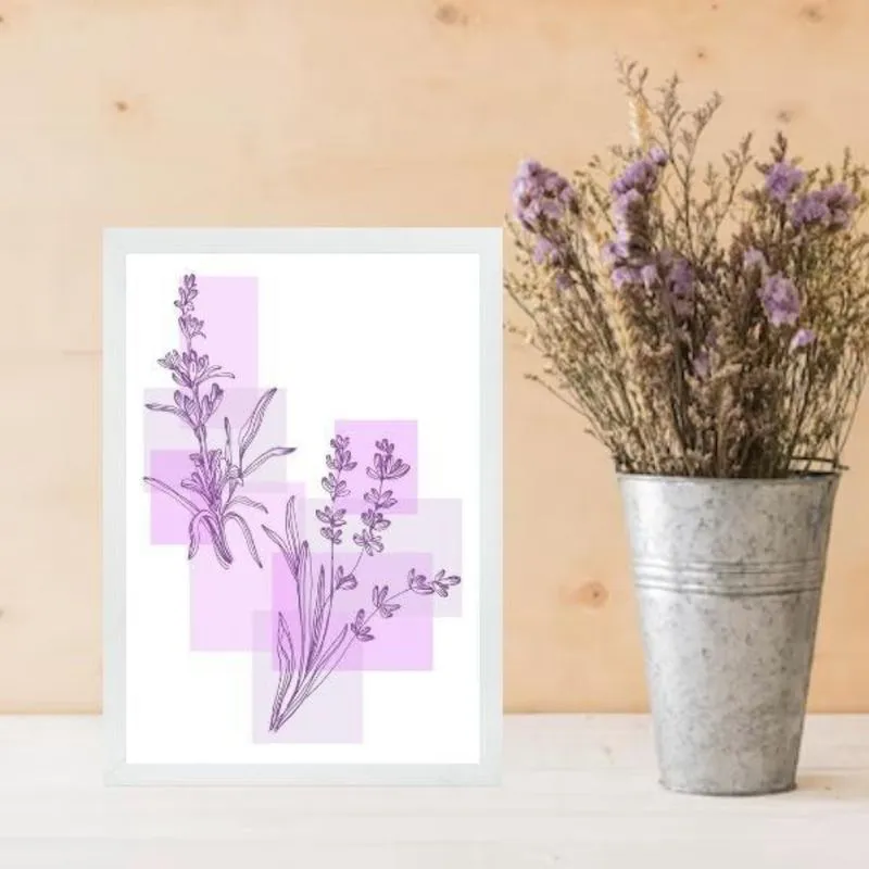 Quadro Decorativo Moderno Flores Lavanda 24X18Cm