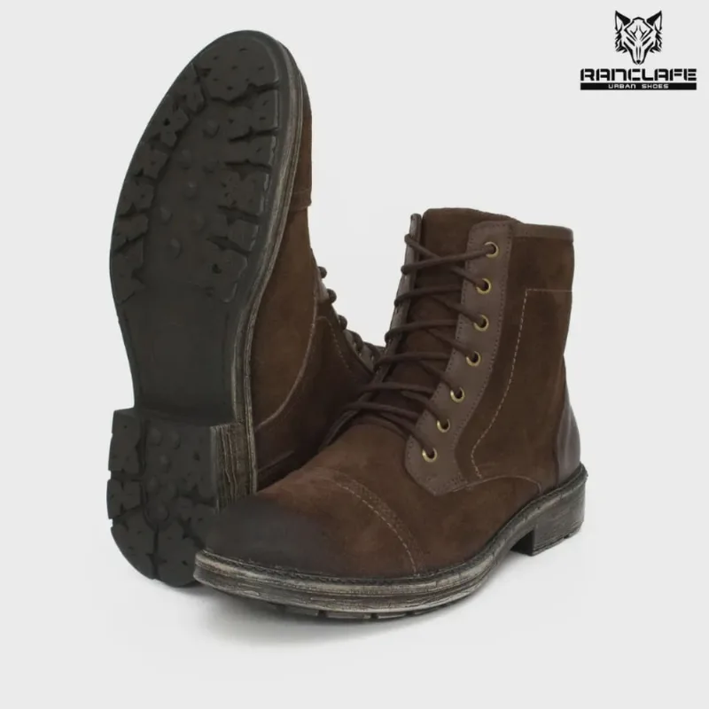 Botina Bota Coturno Masculino Couro Camurça