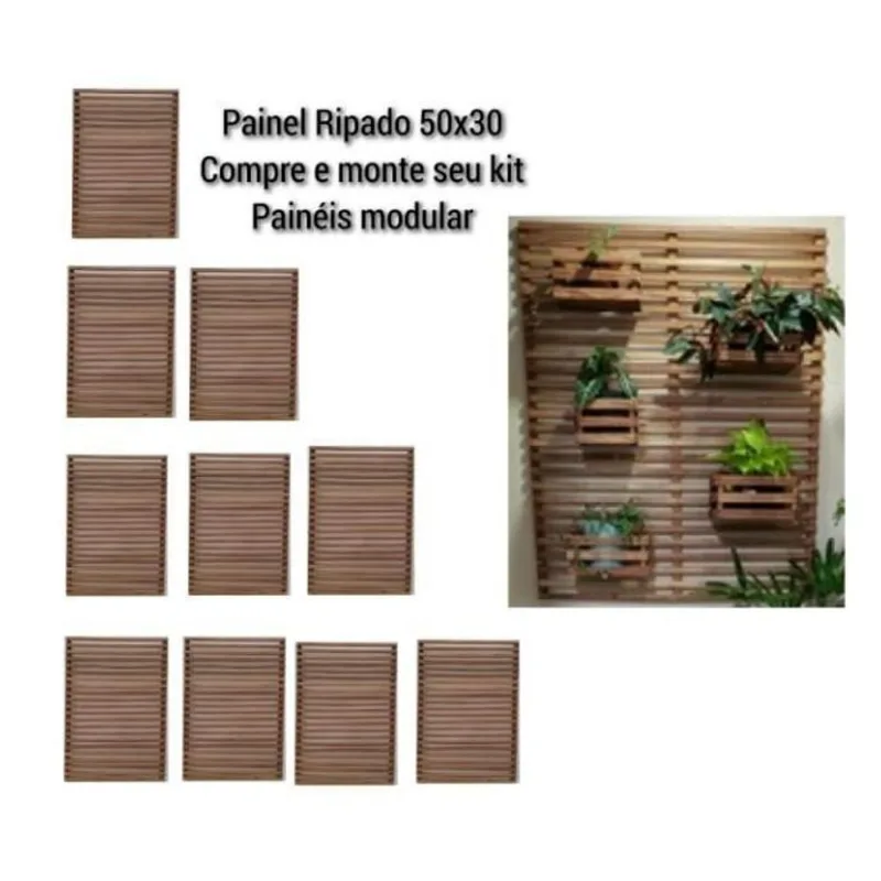 Jardim Vertical Madeira 0,50 X 0,30 1 Unid + 2 Cachepots
