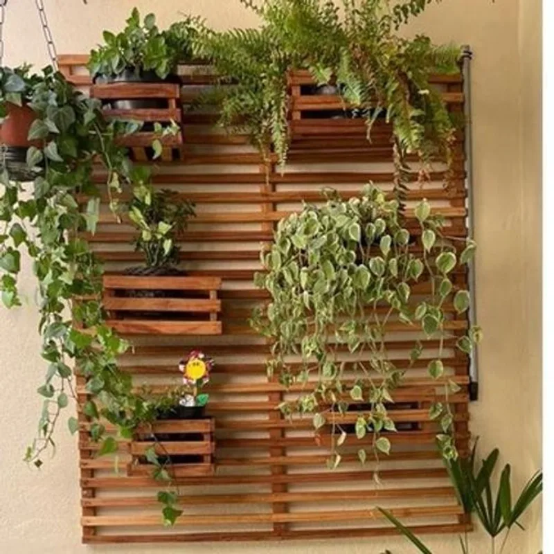 Jardim Vertical Madeira 0,50 X 0,30 4 Unid + 6 Cachepots