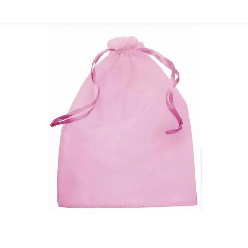 10 Saquinhos De Organza Rosa Com Fita Cetim 30x40 Grande