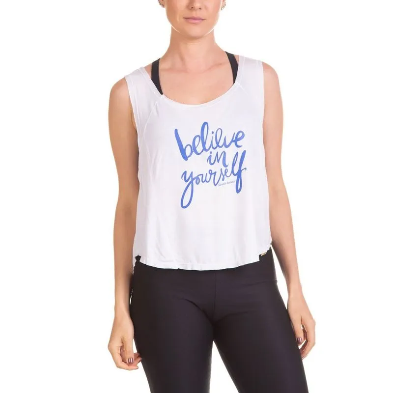 Regata Cropped com Recorte Branco