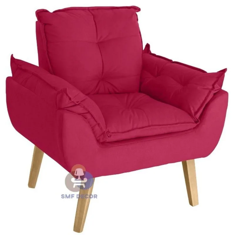 Poltrona Decorativa Opala Vermelho Smf Decor