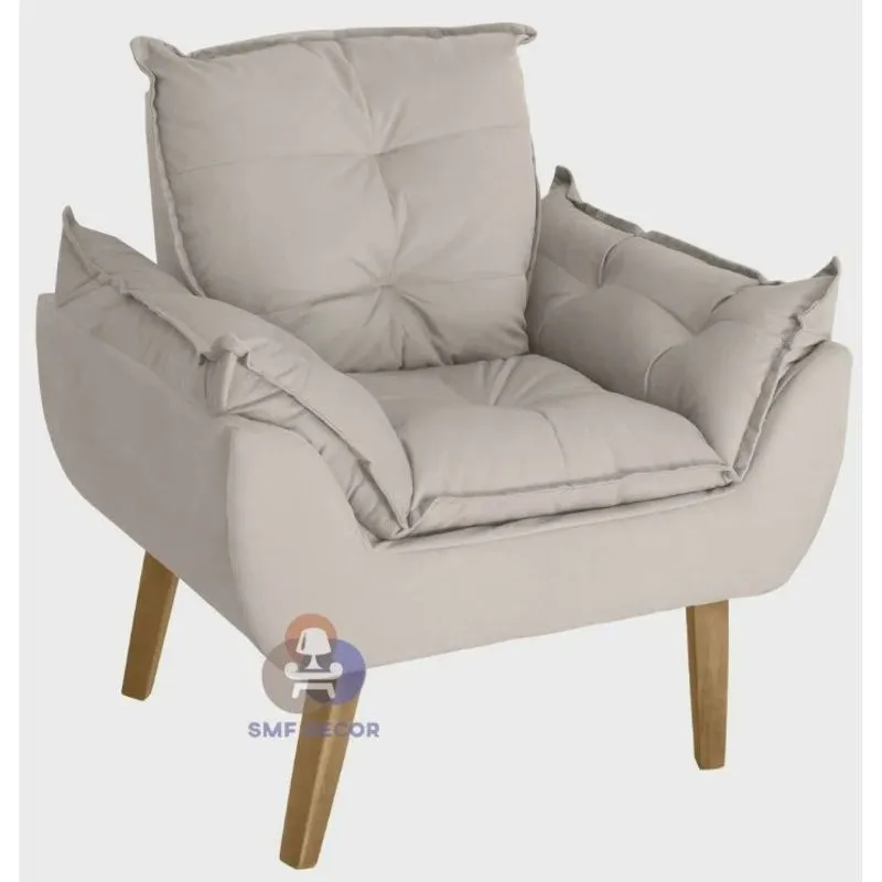Poltrona Decorativa Opala Suede Bege smf decor