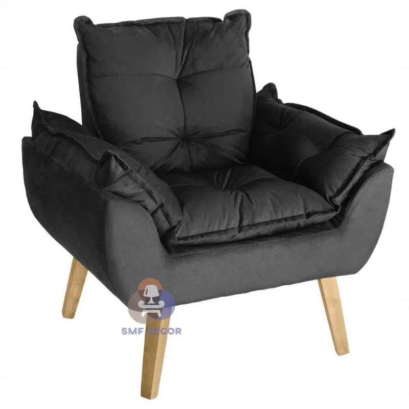 Poltrona Opala Suede Preto