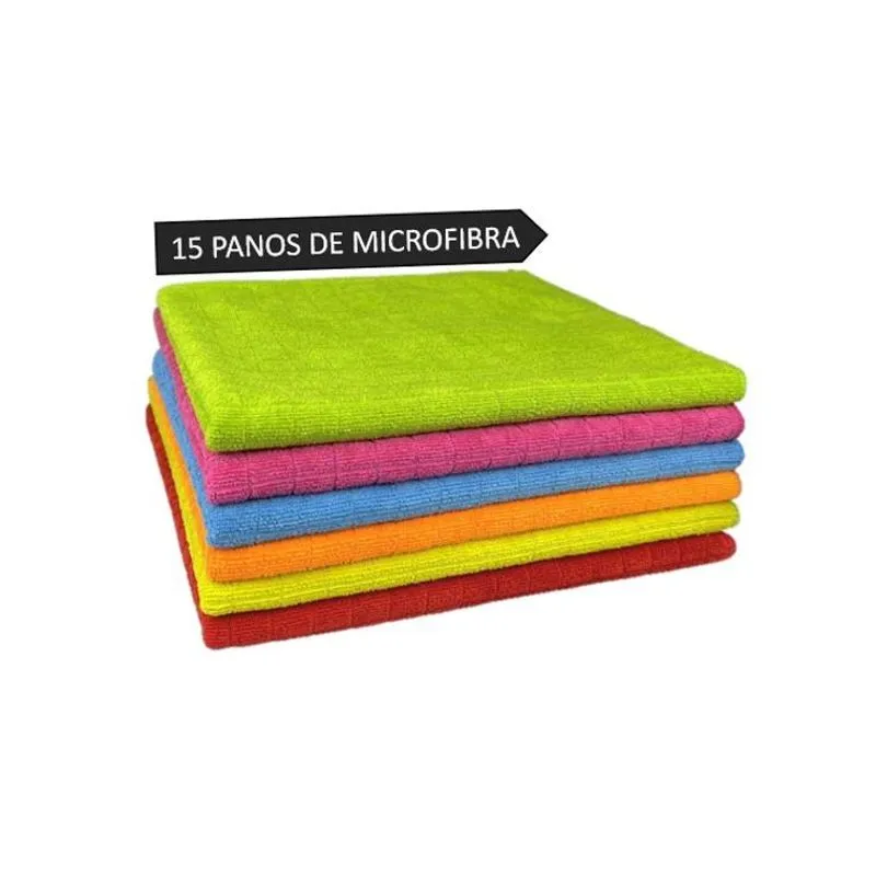 Kit 15 Flanela Microfibra Limpa Vidro Pia Pano Multiuso