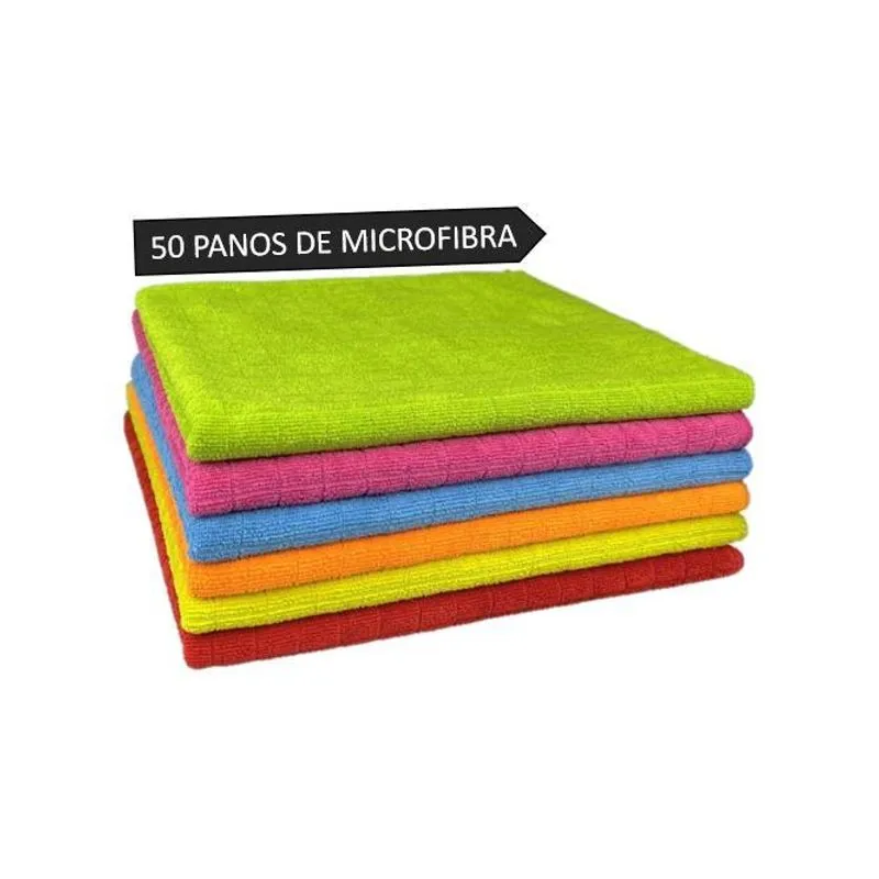 Kit 50 Flanela Microfibra Pano Multiuso