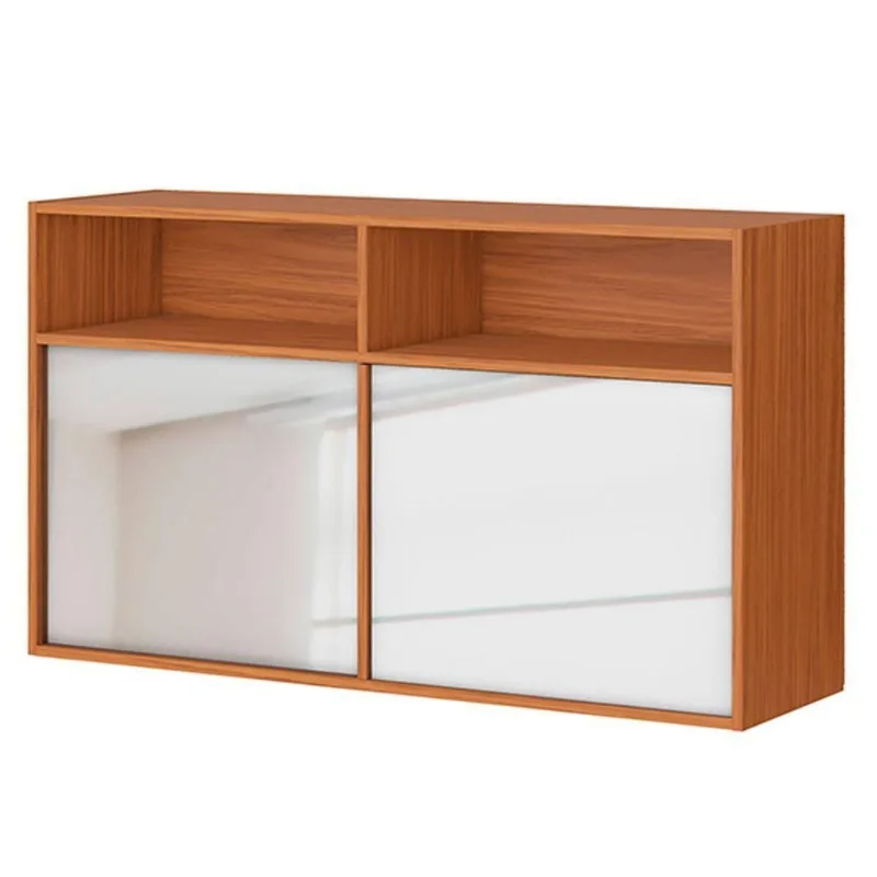Armário Aéreo Claire 120cm 2 Portas MDF Correr Cinamomo-branco Aramóveis