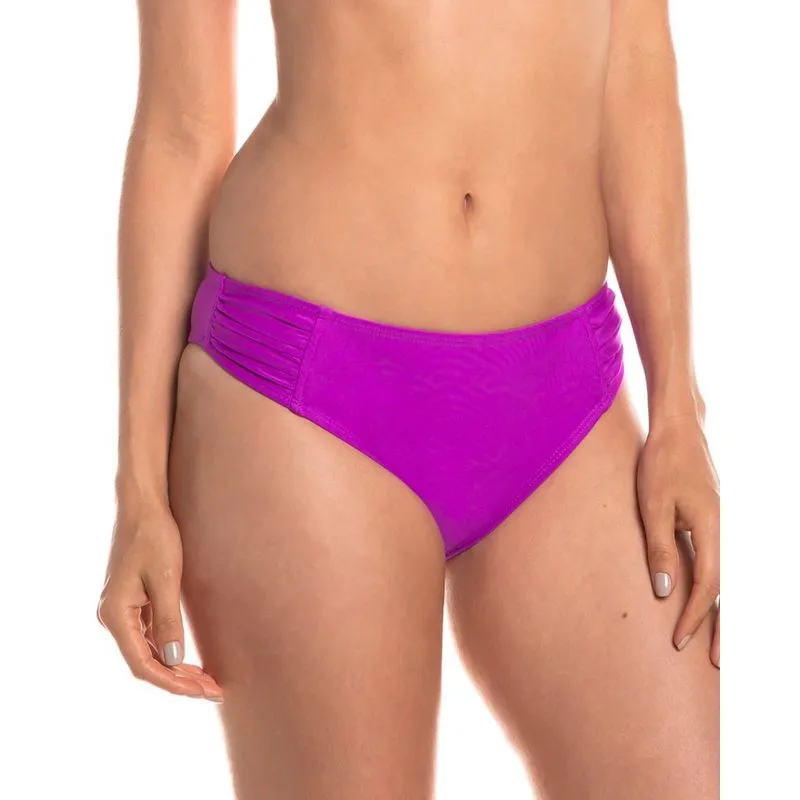 Calcinha de biquíni com drapeado na lateral fuchsia