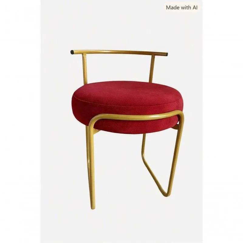 Banqueta Glamour Secretária Veludo Base Fixa Vermelha SMF Decor