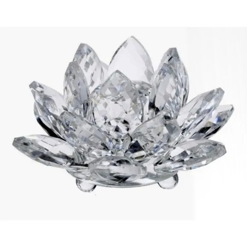 Flor De Lótus 10Cm - Transparente - (Cristal De Vidro/Presente)