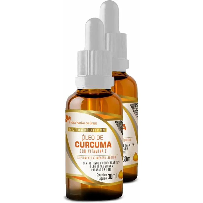 Kit 2 Óleo Cúrcuma Vitamina E Em Gotas 30ml Flora Nativa Do