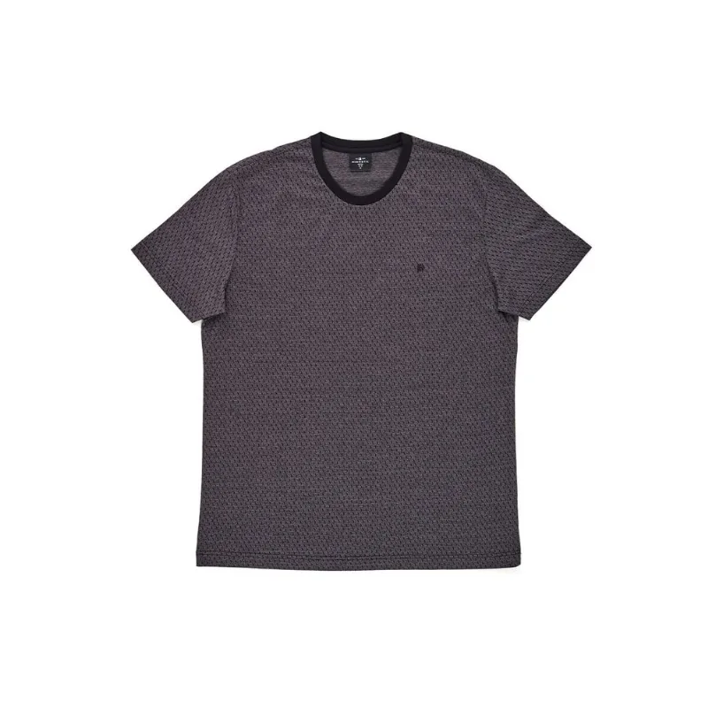 Camiseta Manga Curta Jacquard Slim Fit - Preto / Cinza Escuro M