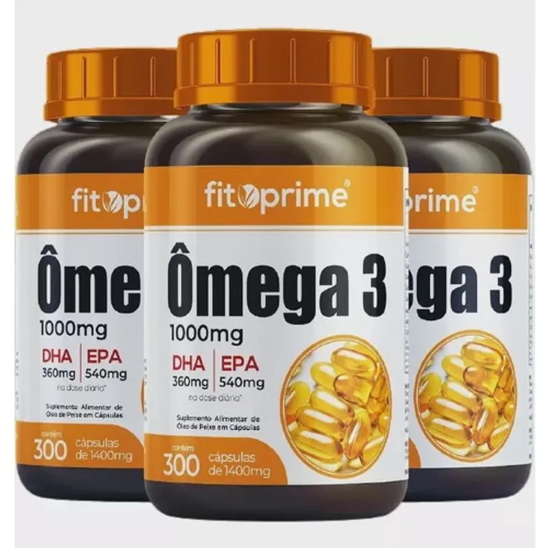 Kit 3x Ômega 3 Óleo De Peixe Com 300 Cápsulas