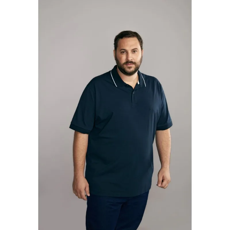 Polo Manga Curta Malha Básica Classic Fit - Azul Marinho GG