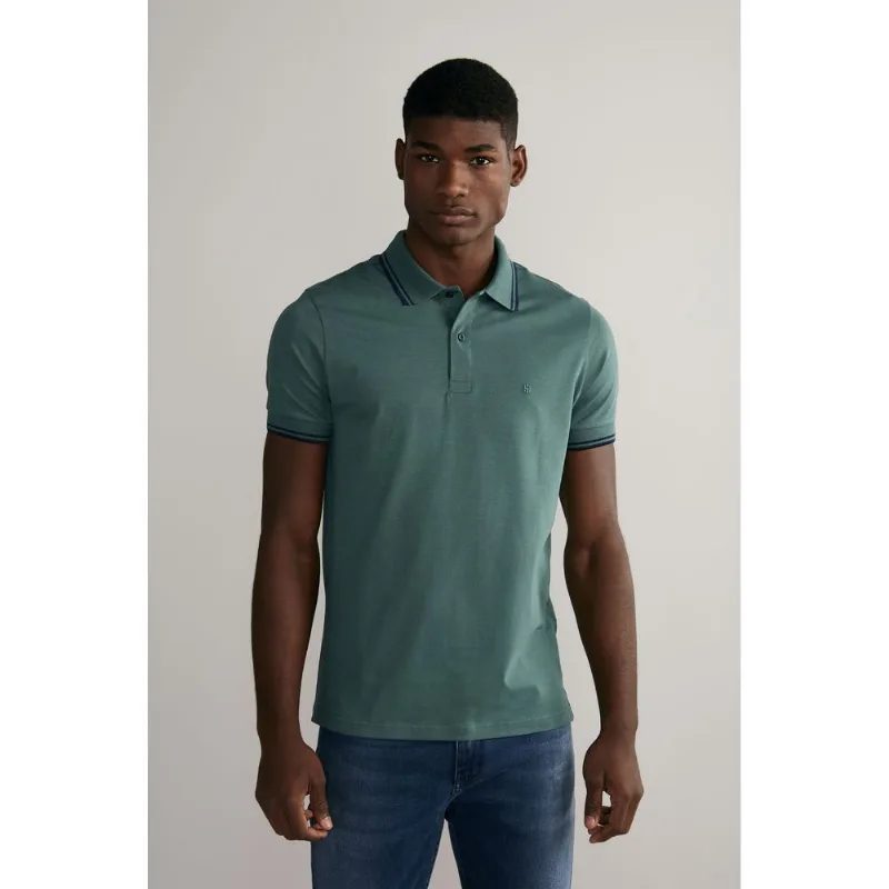 Polo Manga Curta Malha Básica Slim Fit - Verde Jade SXGG