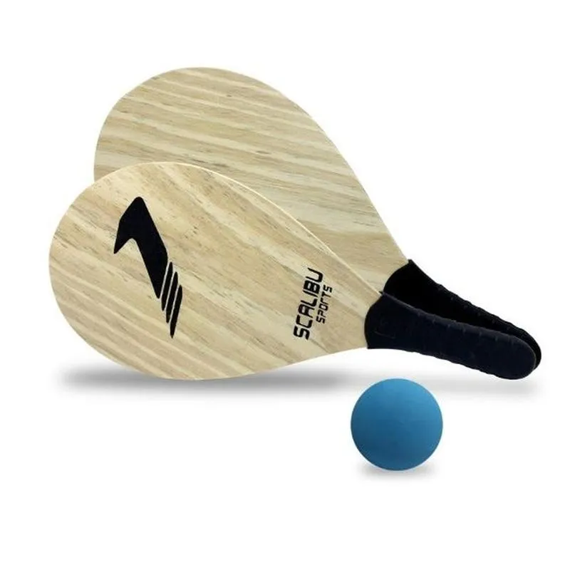 Kit Frescobol Vip Scalibu - 2 Raquetes E 1 Bola Em Madeira