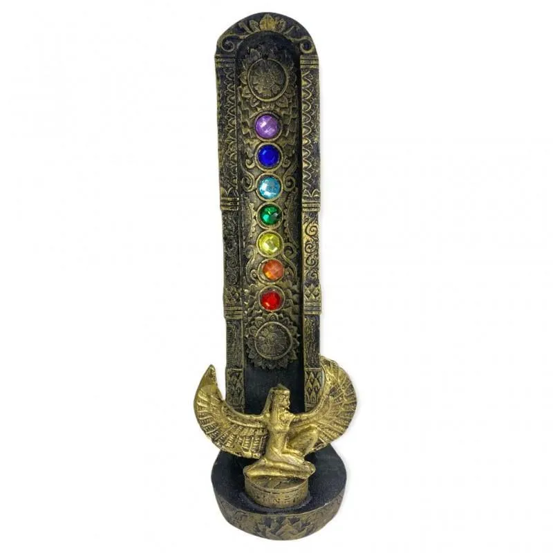 Incensário Egípcio Dourado 7chakras Isis Vertical 22cm