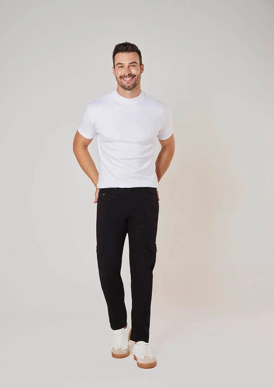 Calça Cargo Max Denim Masculina - Preto 42