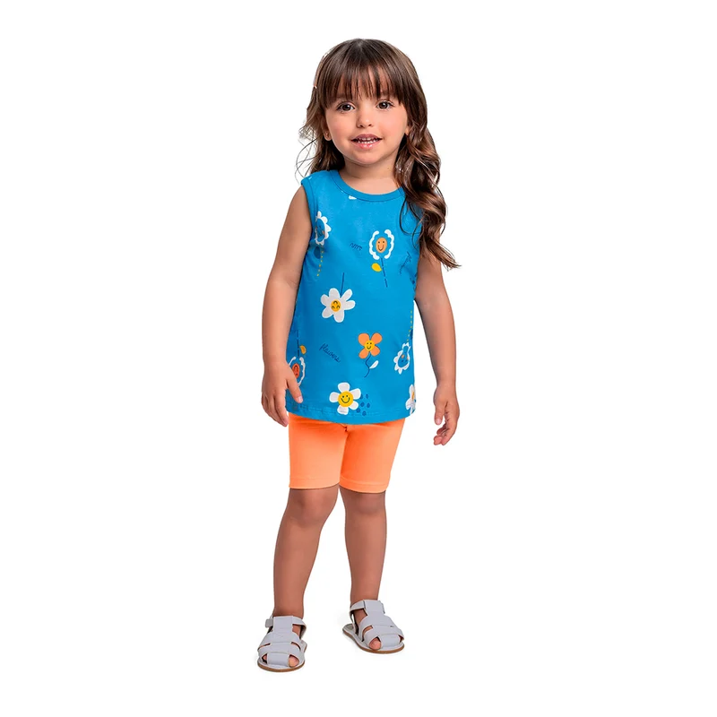 Conjunto Regata e Bermuda Beeloop Feminino 08 / Menina / Azul