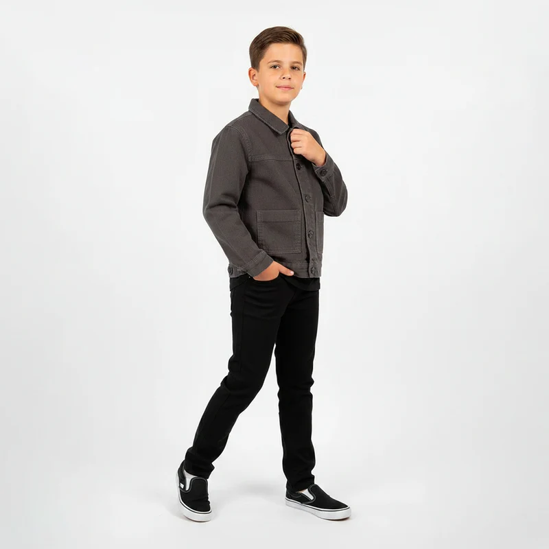 Jaqueta Sarja Botões Infantil Masculina Playground 04 / Chumbo