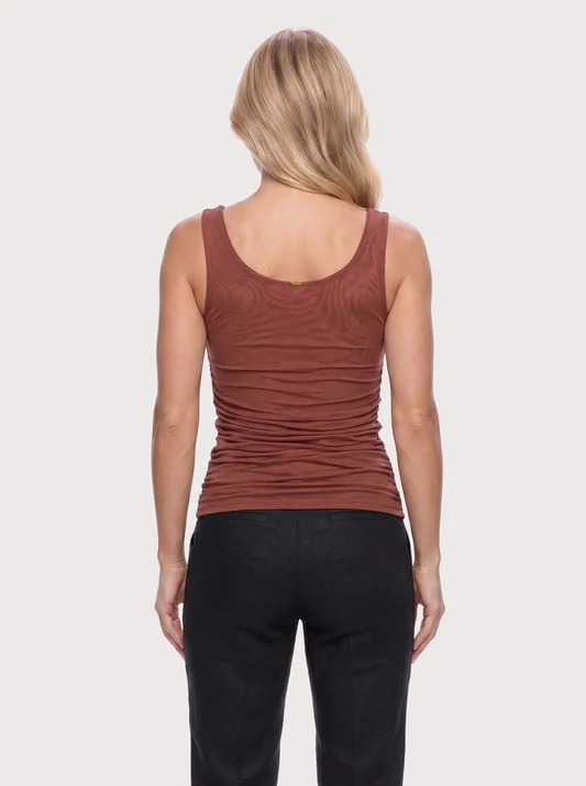 Blusa Com Drapeados Laterais MARROM / M