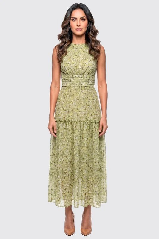 Vestido Com Pregas E Frufru ESTAMPADO / 38