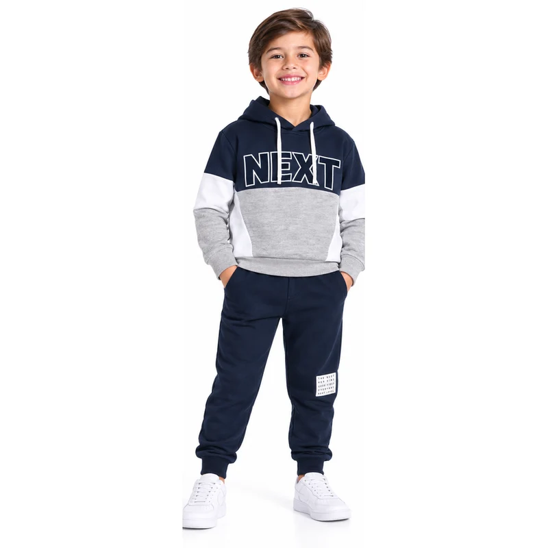 Conjunto Moletom Blusão com Capuz e Calça Infantil Menino TMX Kids&Teens - Preto, Cinza Mescla e Off-White 2