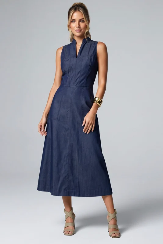 Vestido Com Pespontos MARINHO / 42