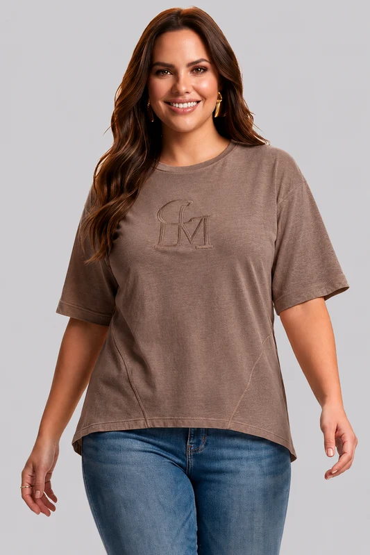 Blusa Com Recorte Na Manga MARROM TOFFE / M
