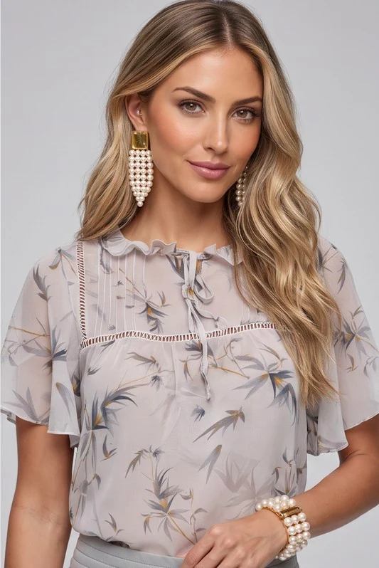Blusa Com Pregas E Babados ESTAMPADO / 42