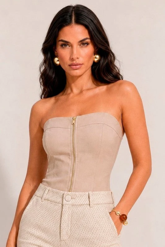 Blusa Cropped Sem Alca BEGE / 40
