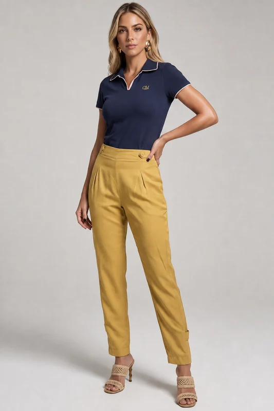 Calca Jogger Com Pregas AMARELO CLARO / 38