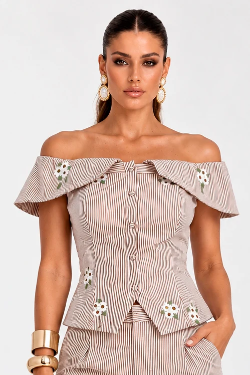 Blusa Com Botao E Recorte ESTAMPADO / 38