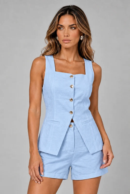 Conjunto Short Intermediario E Blusa Alfaiataria AZUL / 42