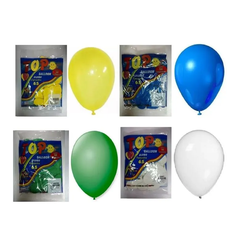 400 Bexiga Balão Brasil Verde Amarelo Azul Branco (100 Cada)