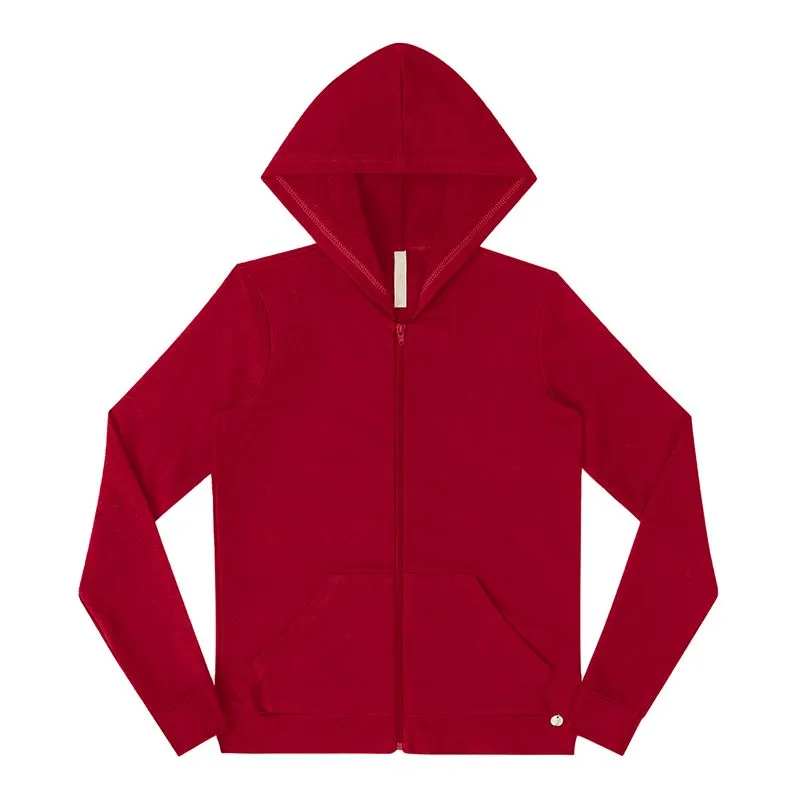Jaqueta Adulto Feminina Com Capuz Básica P/GG - 00066-EC-BORDO RUBY-GG