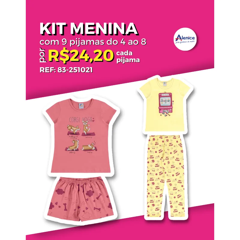 Kit Pijama Menina Verão 4/8- 83-251021-ST-F