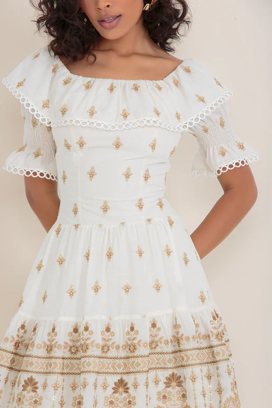 VESTIDO AYLA OFF C/ DOURADO / M