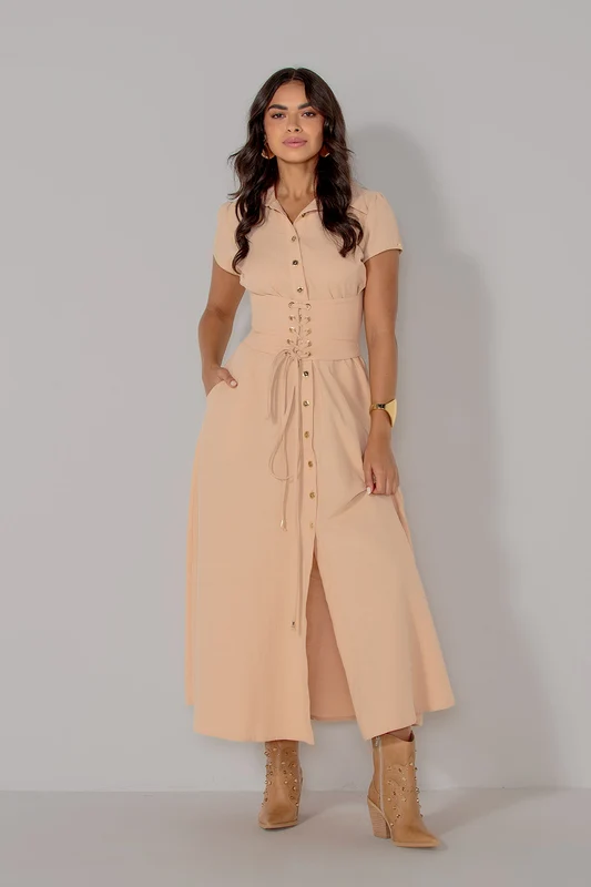 VESTIDO RAYZA BEGE / G