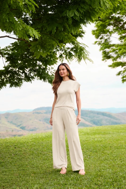 CALÇA RETA COM BOLSO MODAL GENEBRA ALGODAO ALGODAO / PP