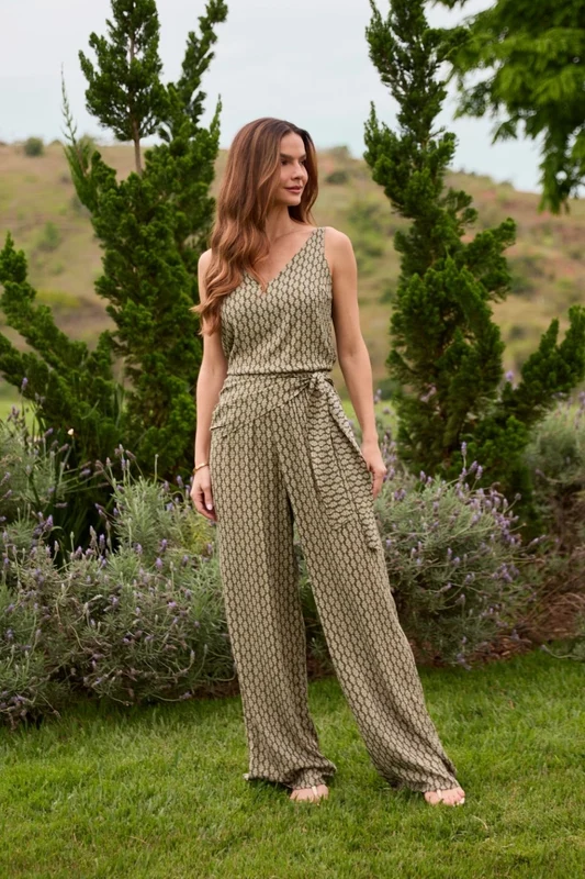 CALÇA RETA COM FAIXA PARA AMARRAÇÃO LUREX MINI BOTÂNICA MINI BOTANICA / M